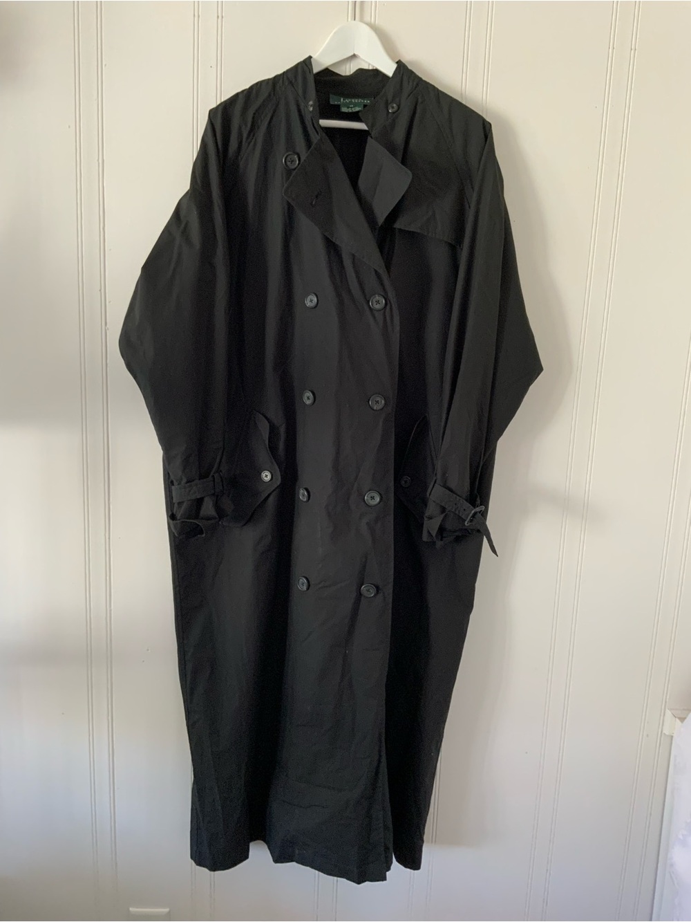 Ralph Lauren Black Double-Breasted Trench Coat - Vintage